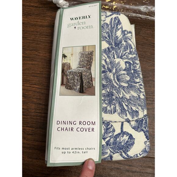 Waverly Garden Room Dining Room Chair Cover Armless Chairs 42In Tall Blue - Picture 2 of 4